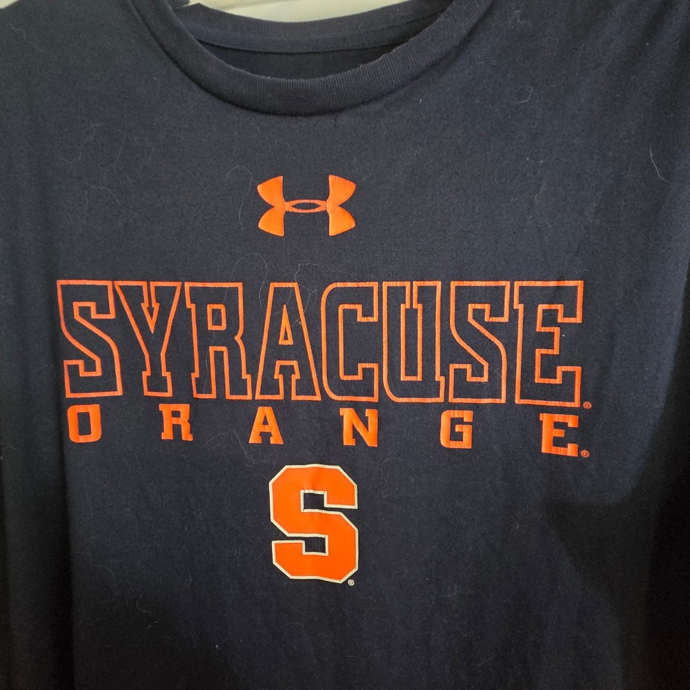 Under Armour Syracuse Orange Long Sleeve Shirt Men's Large HeatGear Navy‎ NCAA - Picture 2 of 9